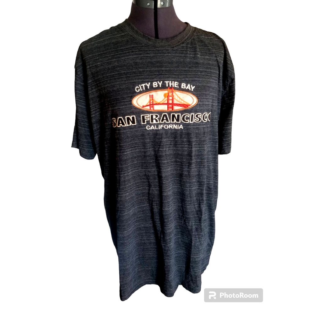TeeMax San Francisco Embroidered  grey short sleeve tee shirt, XL